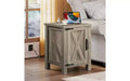 DEXYLLO Farmhouse Nightstand with Charging Station, End Table with Barn Door and Adjustable Storage Shelf