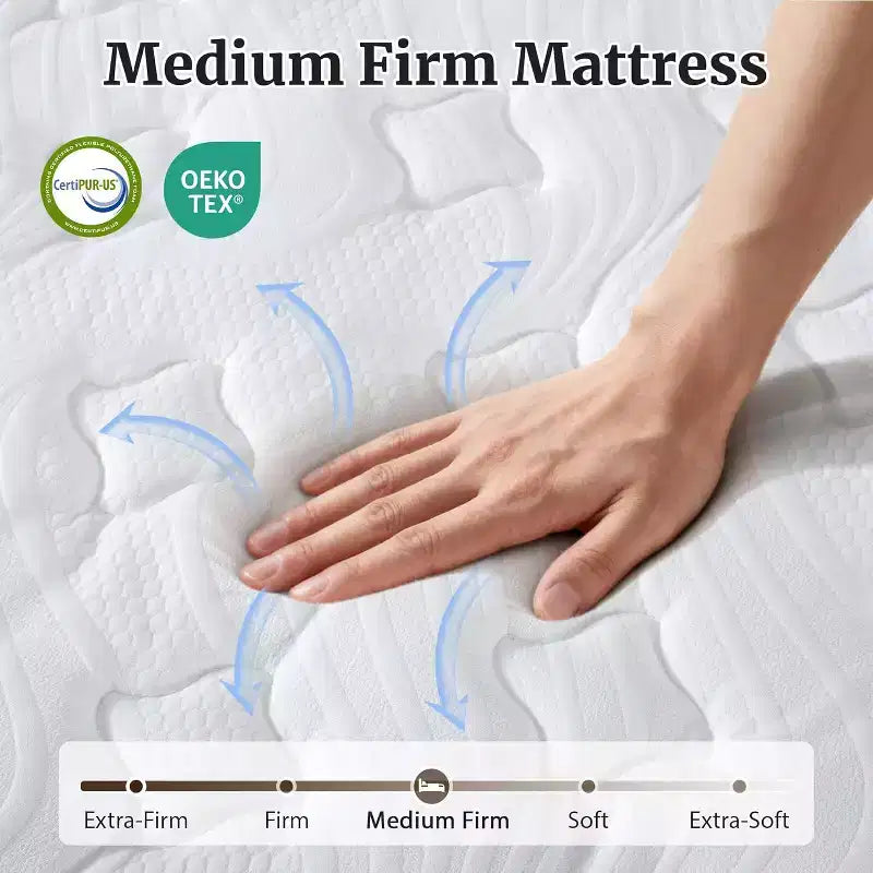 Materasso Ibrido Grigio/Bianco, Rigido, 1 Persona (King/Queen)