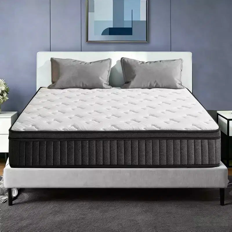 Materasso Ibrido Grigio/Bianco, Rigido, 1 Persona (King/Queen)