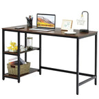 Scrivania per Computer da 47'' con Ripiano Regolabile – Nero / Caffè / Marrone Rustico