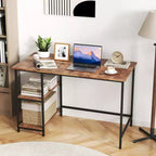 Scrivania per Computer da 47'' con Ripiano Regolabile – Nero / Caffè / Marrone Rustico