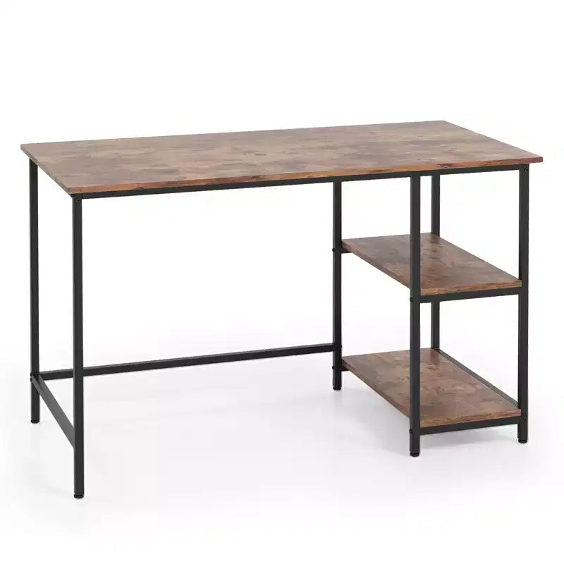 Scrivania per Computer da 47'' con Ripiano Regolabile – Nero / Caffè / Marrone Rustico