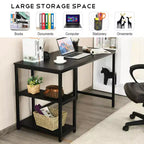Scrivania per Computer da 47'' con Ripiano Regolabile – Nero / Caffè / Marrone Rustico