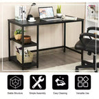 Scrivania per Computer da 47'' con Ripiano Regolabile – Nero / Caffè / Marrone Rustico