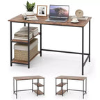 Scrivania per Computer da 47'' con Ripiano Regolabile – Nero / Caffè / Marrone Rustico