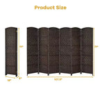 Paravento pieghevole a 6 pannelli, colore nero/marrone, altezza 1,83 m, in rattan e pioppo