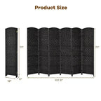 Paravento pieghevole a 6 pannelli, colore nero/marrone, altezza 1,83 m, in rattan e pioppo