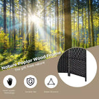 Paravento pieghevole a 6 pannelli, colore nero/marrone, altezza 1,83 m, in rattan e pioppo