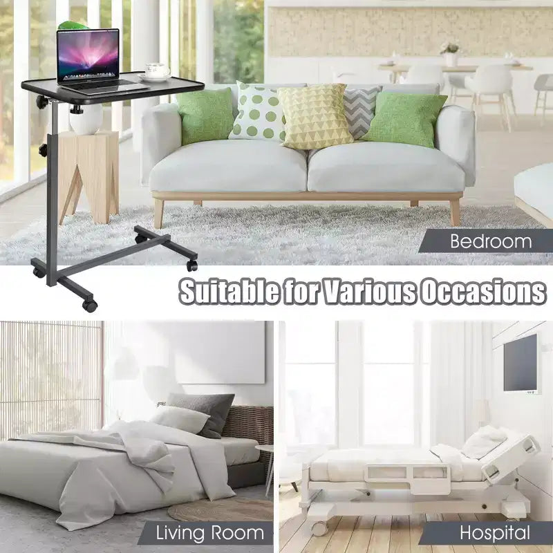Tavolino da letto arrotolabile grigio regolabile in altezza per 1 persona
