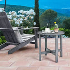 Tavolino Rotondo a Doghe in Legno da 45 cm, Nero/Grigio/Bianco, Interni ed Esterni, 1 Persona
