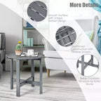 Tavolino Rotondo a Doghe in Legno da 45 cm, Nero/Grigio/Bianco, Interni ed Esterni, 1 Persona