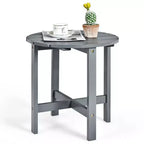 Tavolino Rotondo a Doghe in Legno da 45 cm, Nero/Grigio/Bianco, Interni ed Esterni, 1 Persona