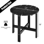 Tavolino Rotondo a Doghe in Legno da 45 cm, Nero/Grigio/Bianco, Interni ed Esterni, 1 Persona