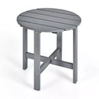 Tavolino Rotondo a Doghe in Legno da 45 cm, Nero/Grigio/Bianco, Interni ed Esterni, 1 Persona