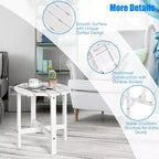 Tavolino Rotondo a Doghe in Legno da 45 cm, Nero/Grigio/Bianco, Interni ed Esterni, 1 Persona