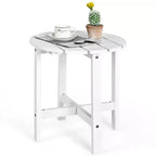 Tavolino Rotondo a Doghe in Legno da 45 cm, Nero/Grigio/Bianco, Interni ed Esterni, 1 Persona