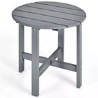 Tavolino Rotondo a Doghe in Legno da 45 cm, Nero/Grigio/Bianco, Interni ed Esterni, 1 Persona
