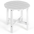 Tavolino Rotondo a Doghe in Legno da 45 cm, Nero/Grigio/Bianco, Interni ed Esterni, 1 Persona
